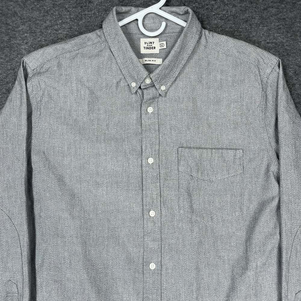 Flint and Tinder Selvedge Architect Shirt Mens 2XL Gray Japanese Slub Denim Slim - Picture 2 of 15